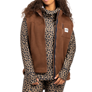 Premium Sherpa Fleece Vest Brown Women Sleeveless Zip Warm Cozy Sustainable OEM Custom Streetwear Outdoor Gilet - Product Image 3