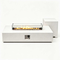 Table de foyer au gaz GPL d'intérieur en acier inoxydable 1000 1200 1400mm, cheminée moderne autoportante sans fumée avec télécommande et protection contre la surchauffe