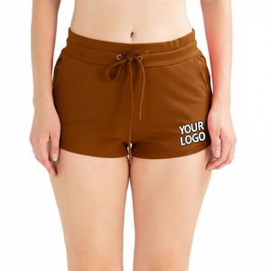 Women's Peach Knitted Shorts Mid Rise Drawstring <b>Elastic</b> <b>Waist</b> Breathable Regular Fit Solid Color Casual Short <b>Skirts</b> - Product Image 4