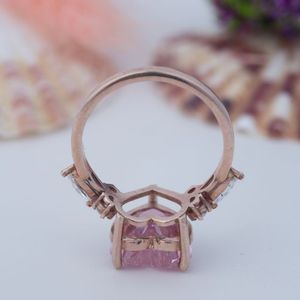 Anillo de compromiso de plata 925 con diamante moissanita rosa de corte corazón, estilo americano, romántico, a la venta - Product Image 5