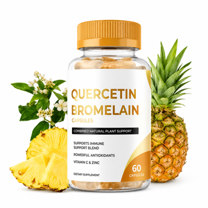 Capsules de Quercétine et Bromélaïne, 60 unités, Complément de Soutien Immunitaire avec Vitamine C, Zinc, Formule Antioxydante, Mélange Végétal Naturel - Product Image 1