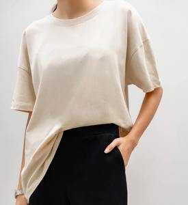 Custom OEM High Quality Women <b>Acid</b> Wash <b>Drop</b> Shoulder Boxy T-Shirts for Women's With Custom - Product Image 2