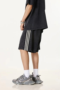 Pantalones Cortos de Pana para Hombre, Corte Holgado, Cintura Elástica con Cordón, Estilo Urbano, Lavados, 100% Algodón, Secado Rápido, Casuales - Product Image 3