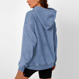 Vente directe d'usine : sweat à capuche femme effet délavé avec logo personnalisé, design OEM, sweats à capuche de qualité supérieure pour filles. - Product Image 2