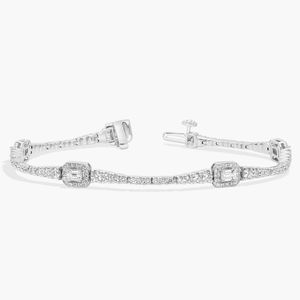 14K White Gold Cushion Station Lab Grown Diamond Tennis <b>Bracelet</b> - Product Image 3