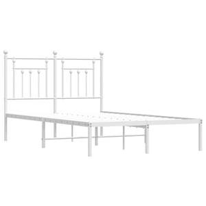White Powder-Coated Steel Full Bed Frame Rectangular Metal Bed - Product Image 5