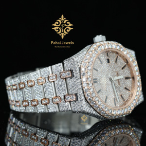 Reloj de Diamantes de Lujo Pahal Jewels para Hombre, Caja Tonneau de Acero Inoxidable de 41 mm, Cuarzo Analógico con Visualización de Fecha, Cristal de Zafiro, Correa de 20 mm - Product Image 3
