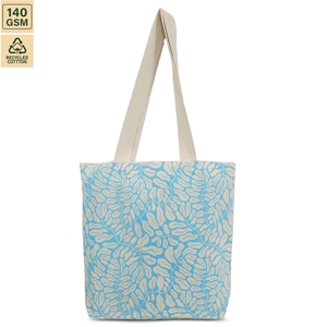 Sac fourre-tout en coton imprimé avec logo personnalisé, fermeture éclair, 140 GSM, réutilisable, pour la plage et le shopping, vente en gros, fabricant OEM ODM, marque privée - Product Image 1