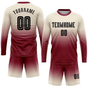 Ensemble de maillots de football sublimés prêts pour la compétition, manches longues, couleur dégradée, évacuation de l'humidité, unisexe, vêtements d'équipe pour adultes - Product Image 1