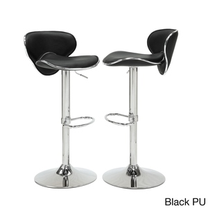 Adjustable Swivel Bar <b>Stools</b> Set of 2 PU <b>Leather</b> Metal Frame Height Adjustable Modern Design for Kitchen Island/Counter Seating - Product Image 2