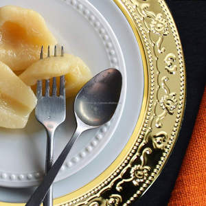 Placa de cargador de metal chapado para vajilla y vajilla, plato de comida para decoración de hotel en casa, diseño personalizado disponible - Product Image 4