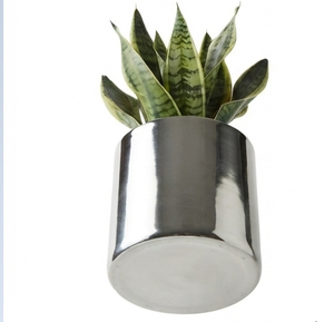 Jardinière en métal poli argenté, décorative pour salon, en acier inoxydable, design artisanal, pour balcon et décoration de mariage - Product Image 3