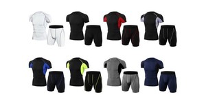 Conjunto de Pantalones Cortos Deportivos de Compresión Ligeros y Transpirables para Hombre, Camisetas de Yoga de Secado Rápido, Ropa Deportiva Ajustada - Product Image 6