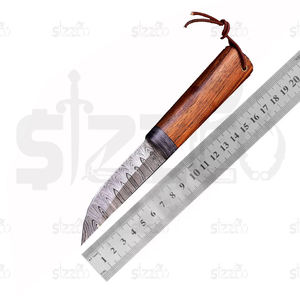 Cuchillo Puukko Hecho a Mano Personalizado |   Cuchillo de Supervivencia Nórdico de Hoja Fija de Acero de Damasco |   Cuchillo de Caza y Camping con Funda de Cuero - Product Image 6