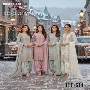 Conjunto de Fiesta de Alta Calidad en Georgette con Bordado, Top-Farshi y Dupatta, Moda Femenina, Fabricante y Proveedor Indio - Product Image 1