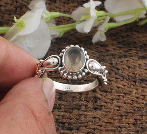 Bagues en argent sterling classiques avec pierres précieuses de préhnite naturelle ronde taille brillant pour femmes, bijoux fins, cadeau idéal pour mariage et fête, vente en gros - Product Image 2