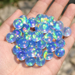 Opal de Laboratorio Tratado Térmicamente, Gema Suelta Redonda Cabujón con Efecto de Juego de Color Fuego para Fabricación de Joyas, Hilo de 15.5 Pulgadas - Product Image 4