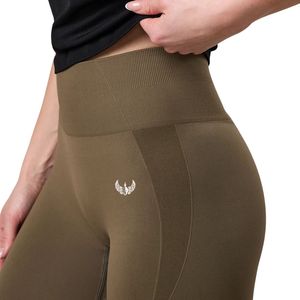 Legging léger marron olive pour femme, coupe compressive, taille haute, extensible, pour l'entraînement, le yoga et les activités sportives - Product Image 5