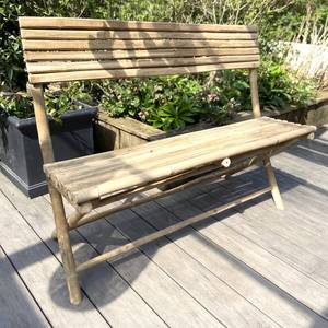 Banc en bambou fait main écologique - Chaise longue pliante en lattes de bambou naturel pour jardin extérieur, terrasse - Product Image 4