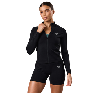<b>Womens</b> Full Zip Knitted Sports <b>Jacket</b> Long Sleeve Gym Workout Running Yoga Fitness Stretch Soft Breathable Quick Dry Coat - Product Image 1