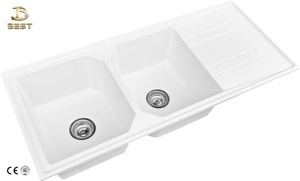 Lavabo Doble de Lujo Moderno para Baño, de Cuarzo y Mármol, 10 mm de Grosor, con Garantía de Más de 5 Años, Acabado Cepillado, Grifo Incluido - Product Image 4