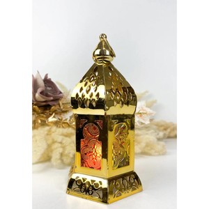 High Standard Golden <b>Brass</b> <b>Lantern</b> with Intricate Cut-Out Design for Home Decoration - Product Image 2