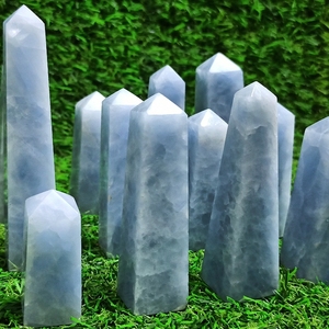 Torre de Cristal de Calcita Azul Natural Chakralume, Pulida a Mano, Piedra Preciosa Curativa para Meditación, Reiki, Decoración Energética de Chakras - Product Image 4