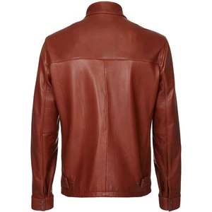 เสื้อแจ็คเก็ตไบค์เกอร์คาเฟ่เรเซอร์สีน้ำตาลเข้มสำหรับผู้ชาย - Product Image 2