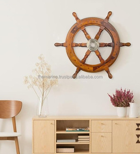 Rueda de barco marrón de madera hecha a mano decorativa antigua de 36 pulgadas para decoración de pared y regalo de decoración de oficina en casa - Product Image 3