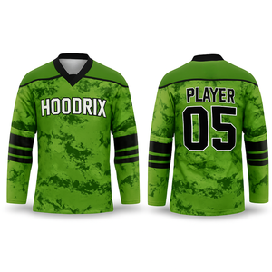 เสื้อฮอกกี้น้ำแข็งแบบสั่งทำ Hoodrix คอวี แขนยาว ระบายเหงื่อได้ดี ผลิตจากโพลีเอสเตอร์ สำหรับผู้ใหญ่ทุกเพศ ชุดยูนิฟอร์มฮอกกี้น้ำแข็ง - Product Image 1