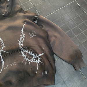 Sweat-shirt à capuche imprimé gothique pour homme, coupe ample, 100% coton tricoté, design streetwear automne, poche avant, manches classiques - Product Image 3