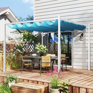 Pergola Moderna Retrattile 3x3m con Tenda UPF30+ Blu, Palo in Metallo per Esterni con Fissaggio Magnetico per Villa, Cortile, Parco - Product Image 2