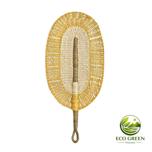 Abanico de Mano Artesanal de Vietnam, de Hierba Marina, Ecológico, Ovalado, Hecho a Mano, Decoración y Regalo para Fiestas - Product Image 3