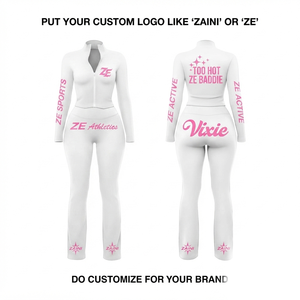 Survêtement pour femme en polyester et élasthanne de qualité supérieure 280 GSM, design à panneaux blancs, logo personnalisé par sublimation - Product Image 1