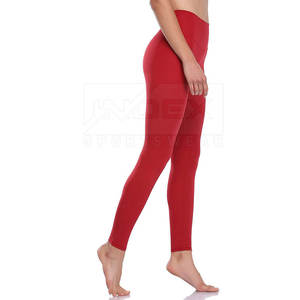 High Waist Full Length <b>Yoga</b> Leggings Red Seamless Spandex Nylon Women's <b>Pants</b> - Product Image 2