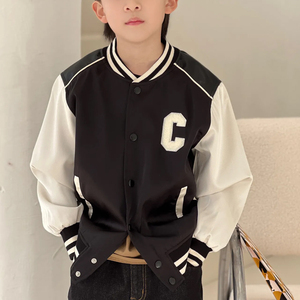 Chaqueta de Béisbol Transpirable para Niños, Chaqueta Deportiva Juvenil Resistente al Viento, Chaqueta Varsity para Niños Pequeños con Parche Personalizado Estampado - Product Image 1