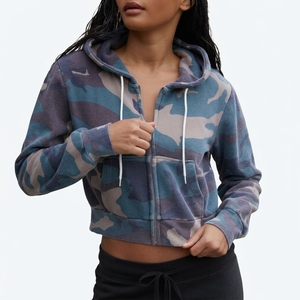 High Quality Streetwear Plain Thick Fleece Spandex/Cotton Beaded <b>Winter</b> Women Oversized Blank Hoodie Crop <b>Top</b> Manufacturers - Product Image 2