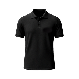 Chemise décontractée à manches courtes boutonnée noire, fabriquée au Vietnam, tricotée, infroissable, FMF, pour homme, 60% coton 40% élasthanne, 180g - Product Image 1