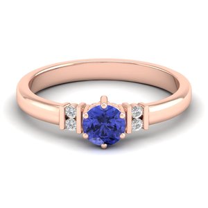 Anillos de compromiso REYES Elegance de oro macizo de 14K y 18K con gema de tanzanita de corte brillante redondo de 0.5 quilates y diamantes para mujer - Product Image 5