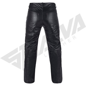 Pantalones de Motociclista de Cuero Negro para Hombre SALVA LEATHER, Cintura Media, Corte Recto, Cierre de Cremallera, Impermeables, Ligeros, para Invierno - Product Image 3