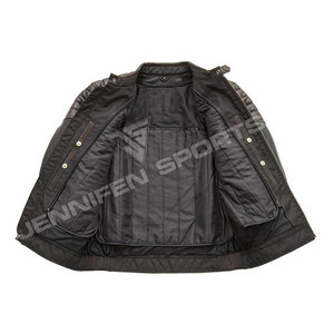 Chaqueta de cuero genuino para motociclistas, personalizada para hombre, fabricada por fabricantes de chaquetas de cuero para motociclistas, con forro acolchado interior. - Product Image 6