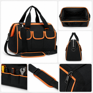 Heavy Duty Oxford Fabric Multi-Pocket <b>Tool</b> <b>Bag</b> with Adjustable Shoulder Strap for Electricians & Technicians - Product Image 2