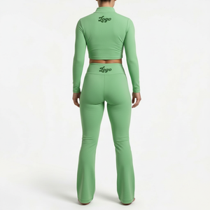 Ensemble de yoga pour femmes avec logo personnalisé, tenue de sport, ensemble fitness, haut court, leggings taille haute, vêtements de sport, ensemble 2 pièces - Product Image 2