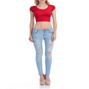Crop top de yoga personnalisé avec logo, t-shirt pour femme, crop top hautement élastique, t-shirt blanc, crop tops pour femmes - Product Image 4