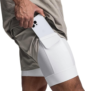 Shorts de sport respirants et à séchage rapide de qualité supérieure pour hommes, shorts de compression ajustés à deux couches pour la course à pied et l'entraînement - Product Image 2