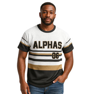 Jersey de Béisbol con Diseño de Rayas APA, 100% Poliéster Malla, Camiseta de la Fraternidad Alpha con Logotipos Bordados Personalizados - Product Image 1