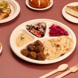 Assiettes à compartiments 3 CP jetables, biodégradables, en bagasse de canne à sucre, non toxiques, certifiées ISO, compostables, sans BPA, pour micro-ondes et événements - Product Image 3