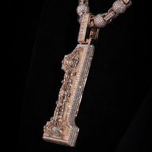 Colgante Personalizado con Letra y Logotipo, Estilo Hip Hop, Alta Calidad, Plata 925 con Moissanita, para Hombre - Product Image 5