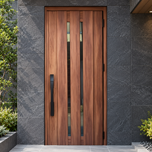 Puerta de Entrada Exterior Abatible de Madera Sólida GA-10G con Vidrio |   Estilo Escandinavo para Apartamentos y Villas - Product Image 1