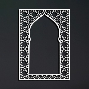 Décoration murale en métal noir de style mihrab, idéale pour les halls d'entrée, les couloirs et les espaces de prière, provenant d'Inde. - Product Image 3